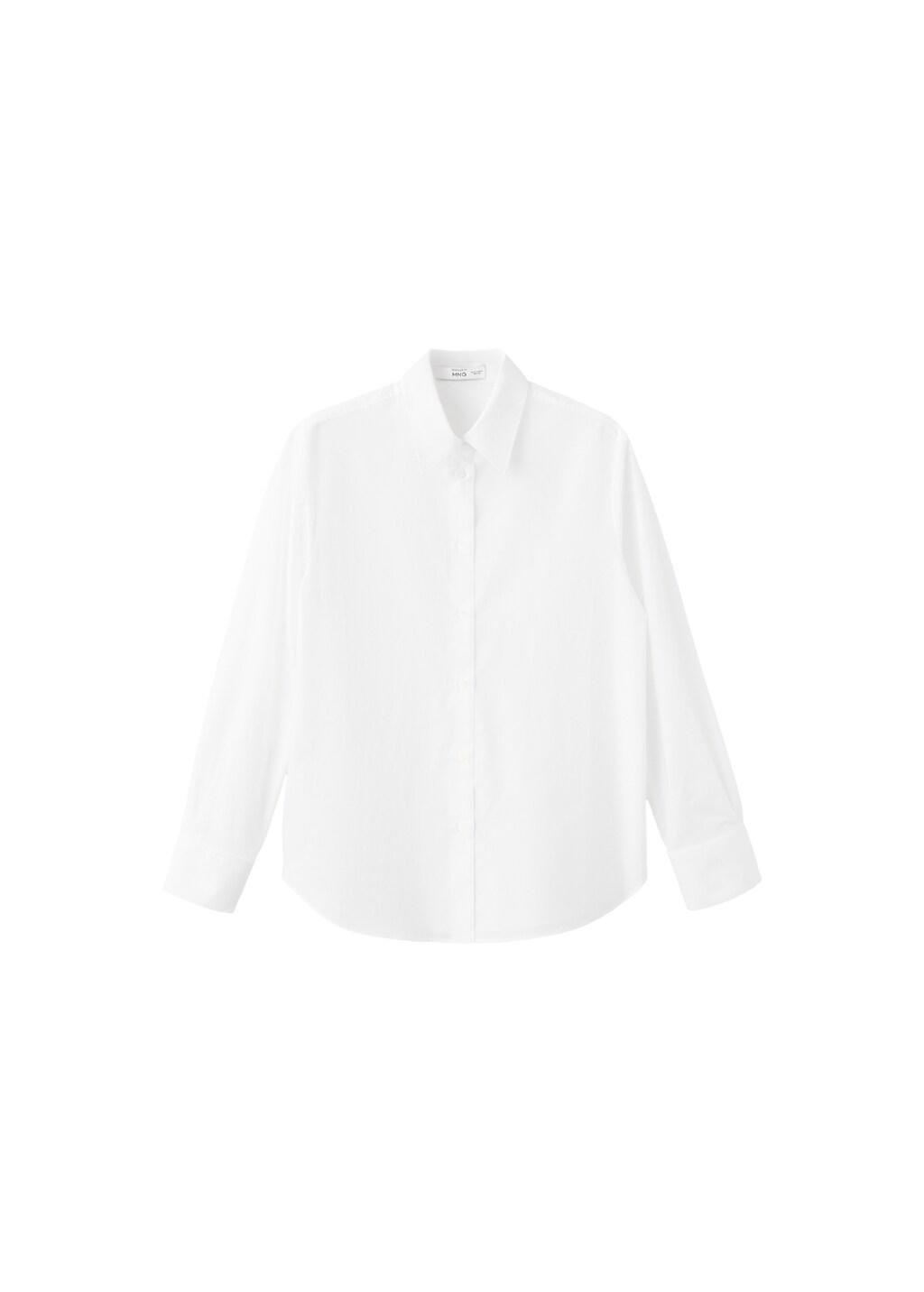 White Cotton And Lyocell Blend Straight Shirt, Natural White, large image number 5
