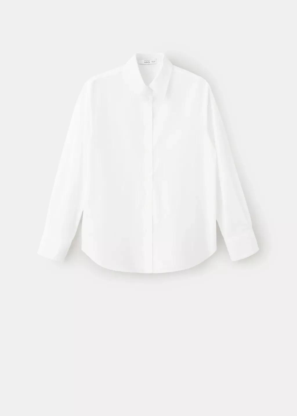 White Cotton And Lyocell Blend Straight Shirt, Natural White, large image number 6