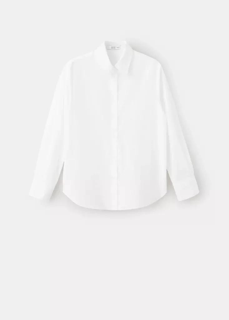 White Cotton And Lyocell Blend Straight Shirt, Natural White, large image number 7