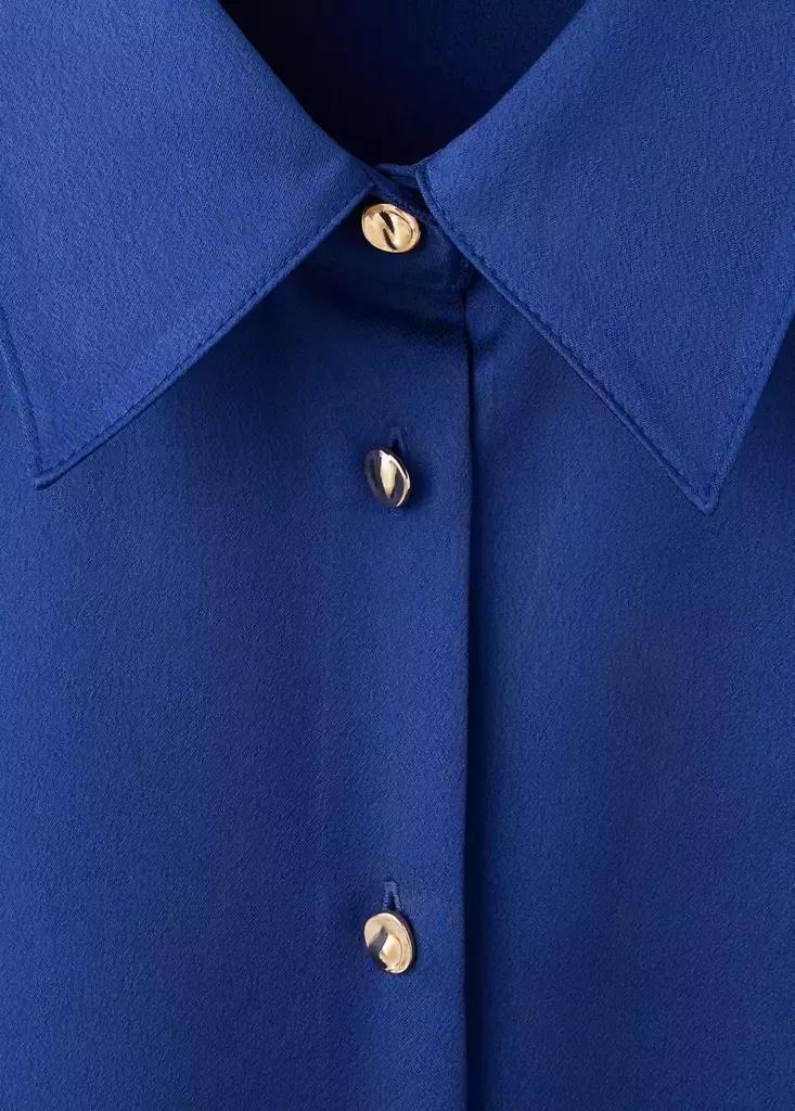 Blue Regular-Fit Satin Shirt, , large image number 5