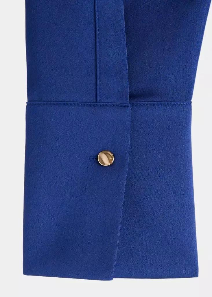 Blue Regular-Fit Satin Shirt, , large image number 6