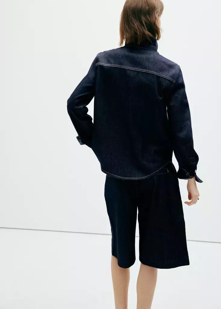 Navy Denim Shirt With Pockets, Open Blue, medium