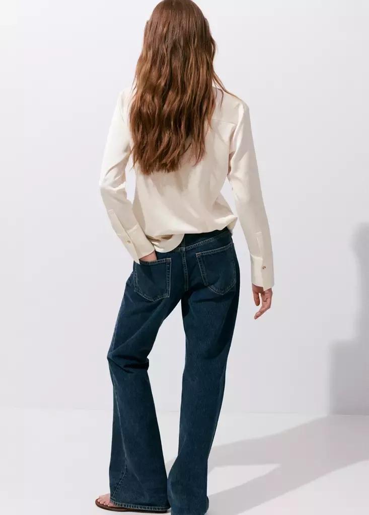 Beige Satin Finish Flowy Shirt, Light Beige, large image number 1