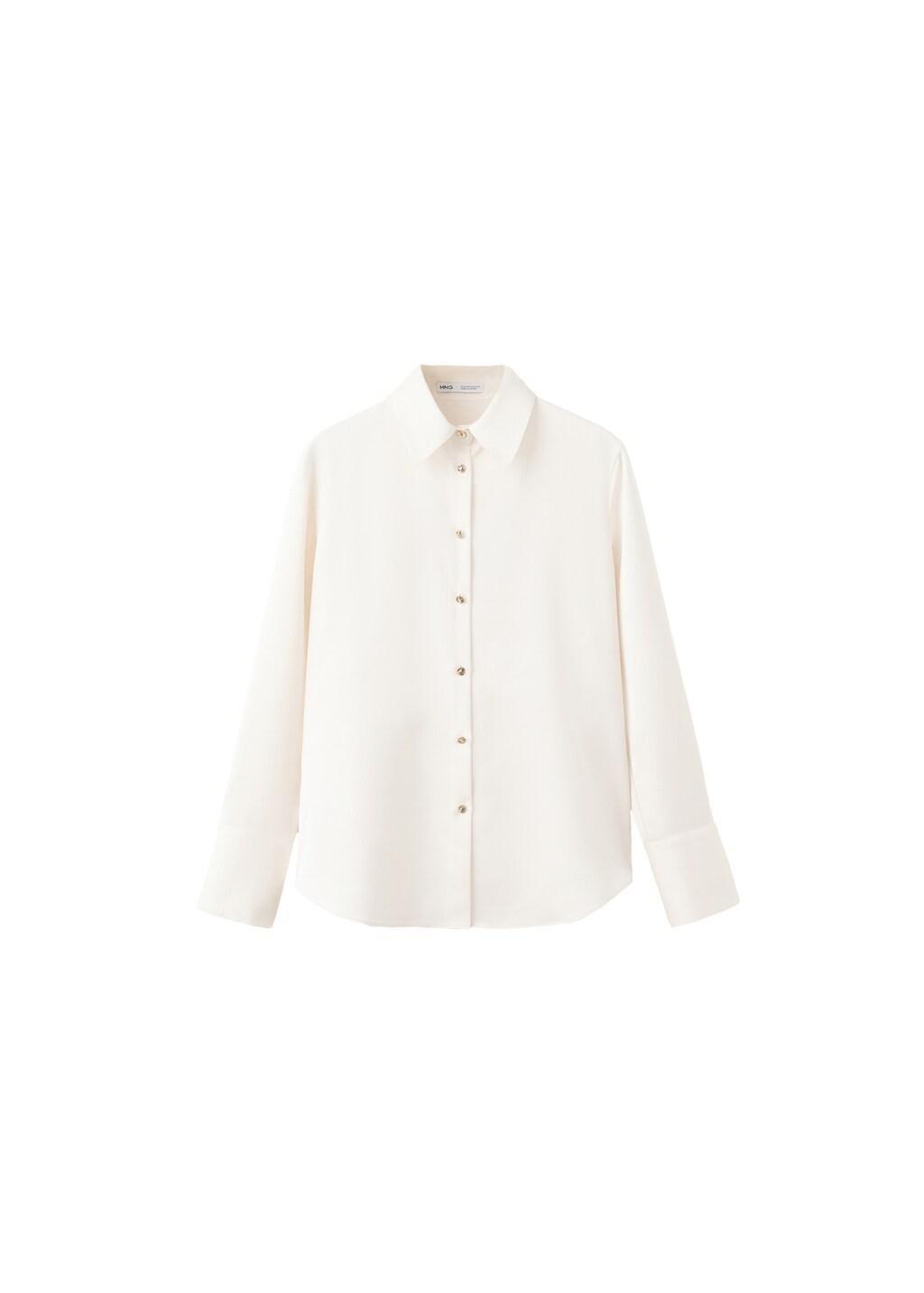 Beige Satin Finish Flowy Shirt, Light Beige, large image number 5