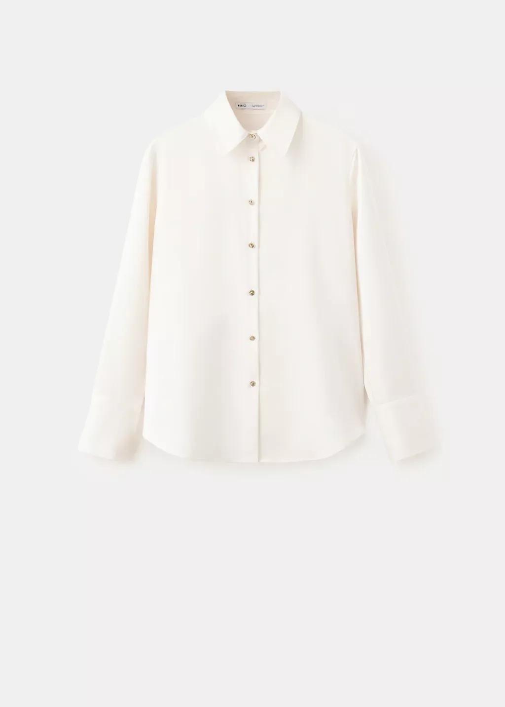 Beige Satin Finish Flowy Shirt, Light Beige, large image number 6