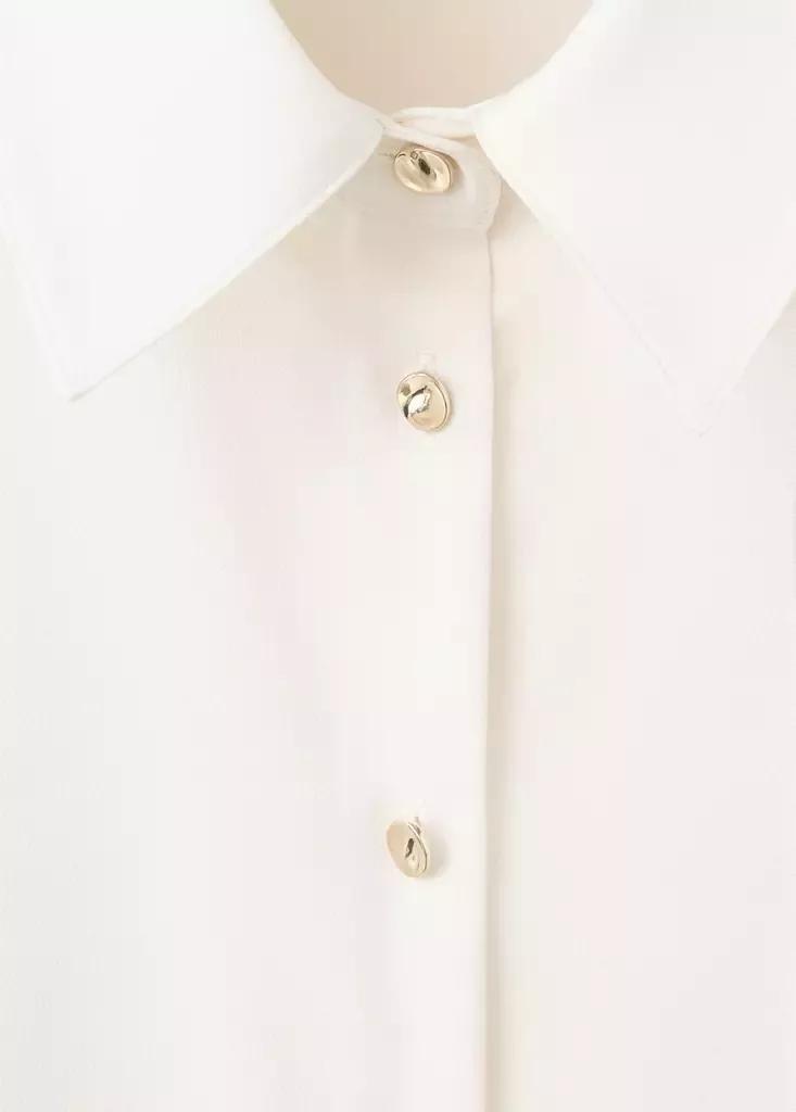 Beige Satin Finish Flowy Shirt, Light Beige, large image number 8
