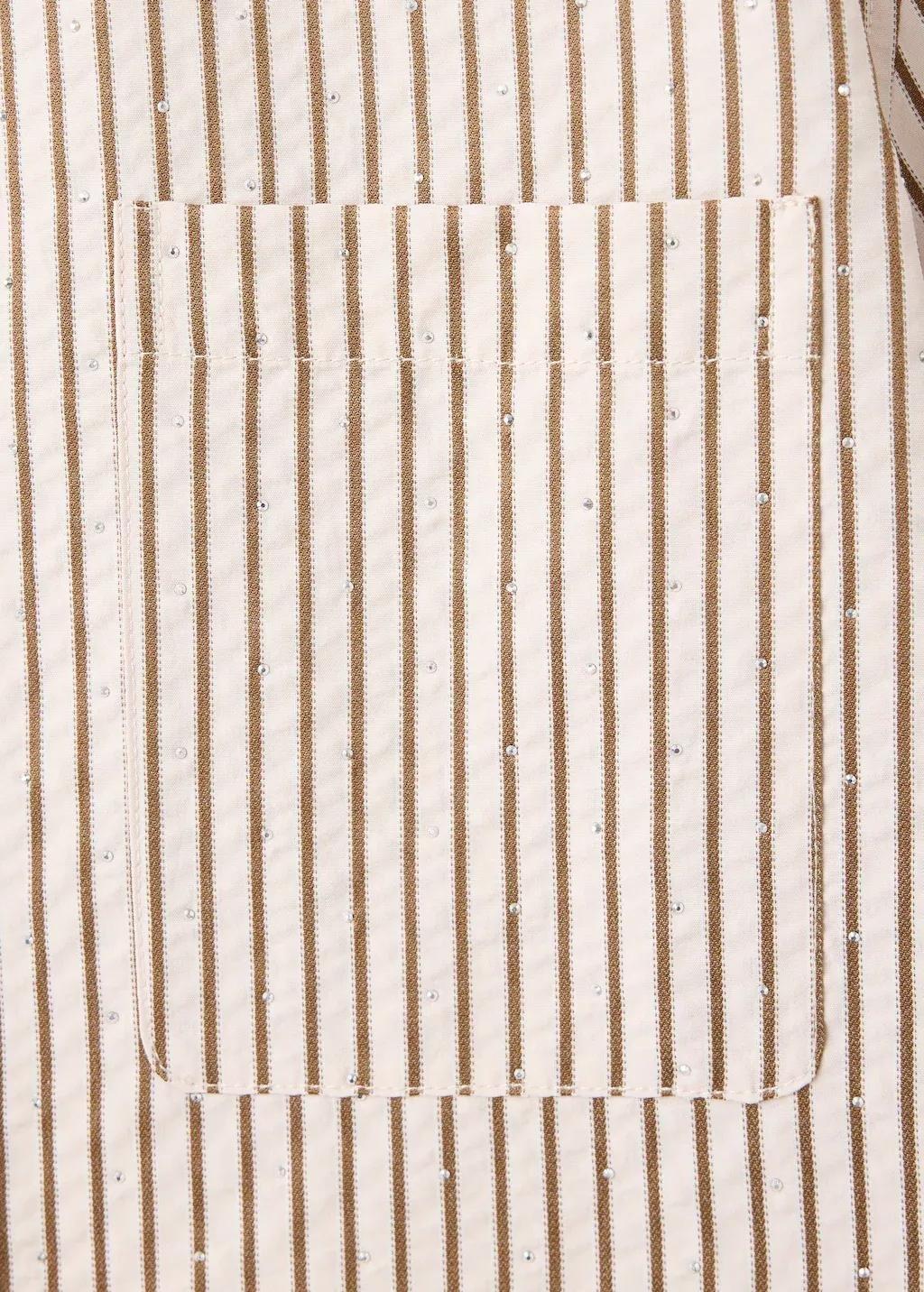 Brown Striped Shirt With Strass, Brown, large image number 3