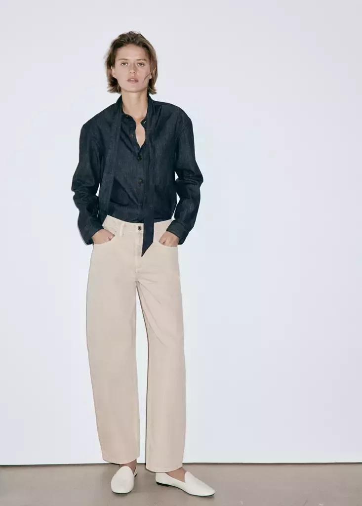 Beige High-Rise Balloon Jeans, Light Pastel Brown, large image number 0