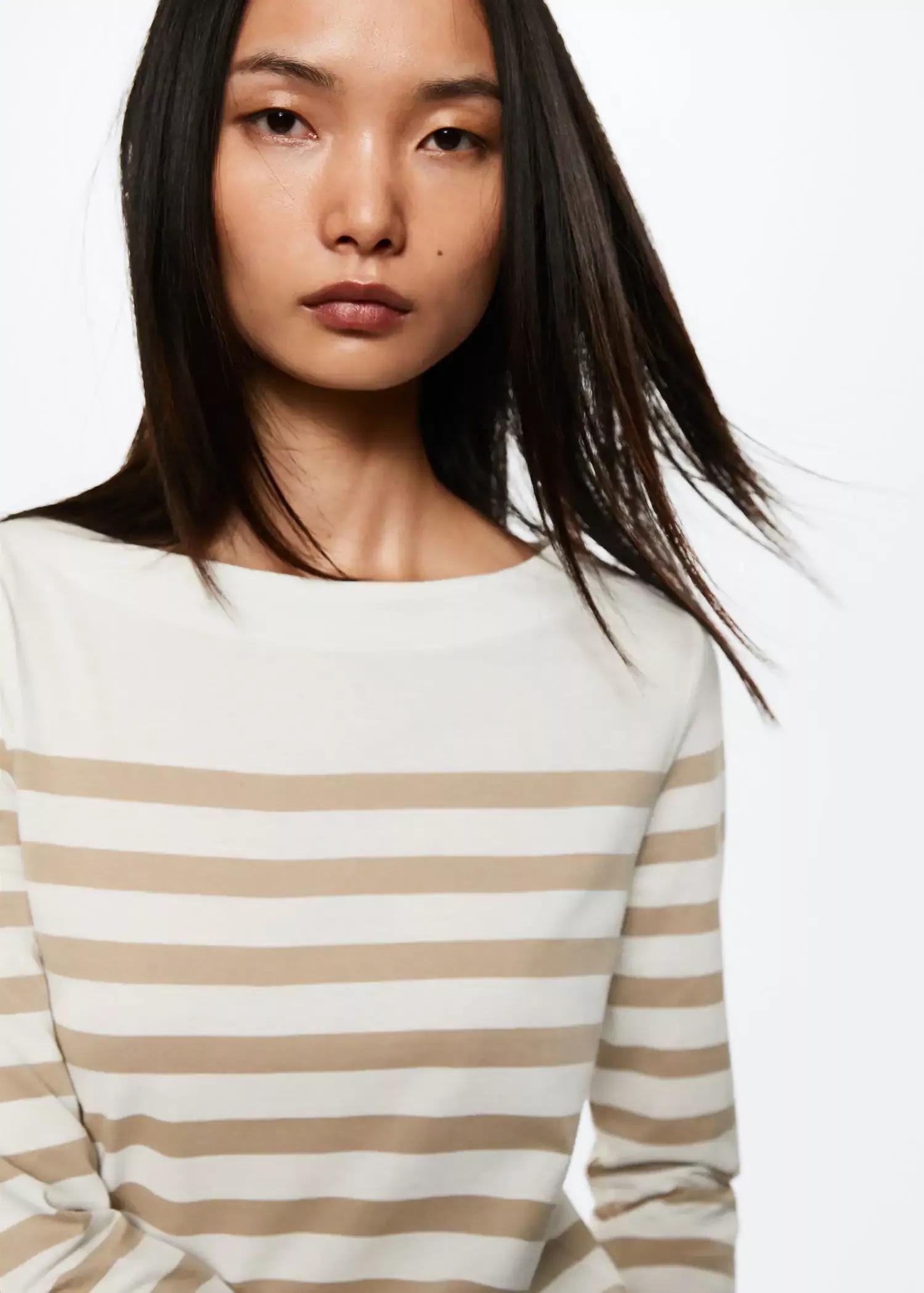 Brown Striped Cotton T-Shirt, , large image number 2