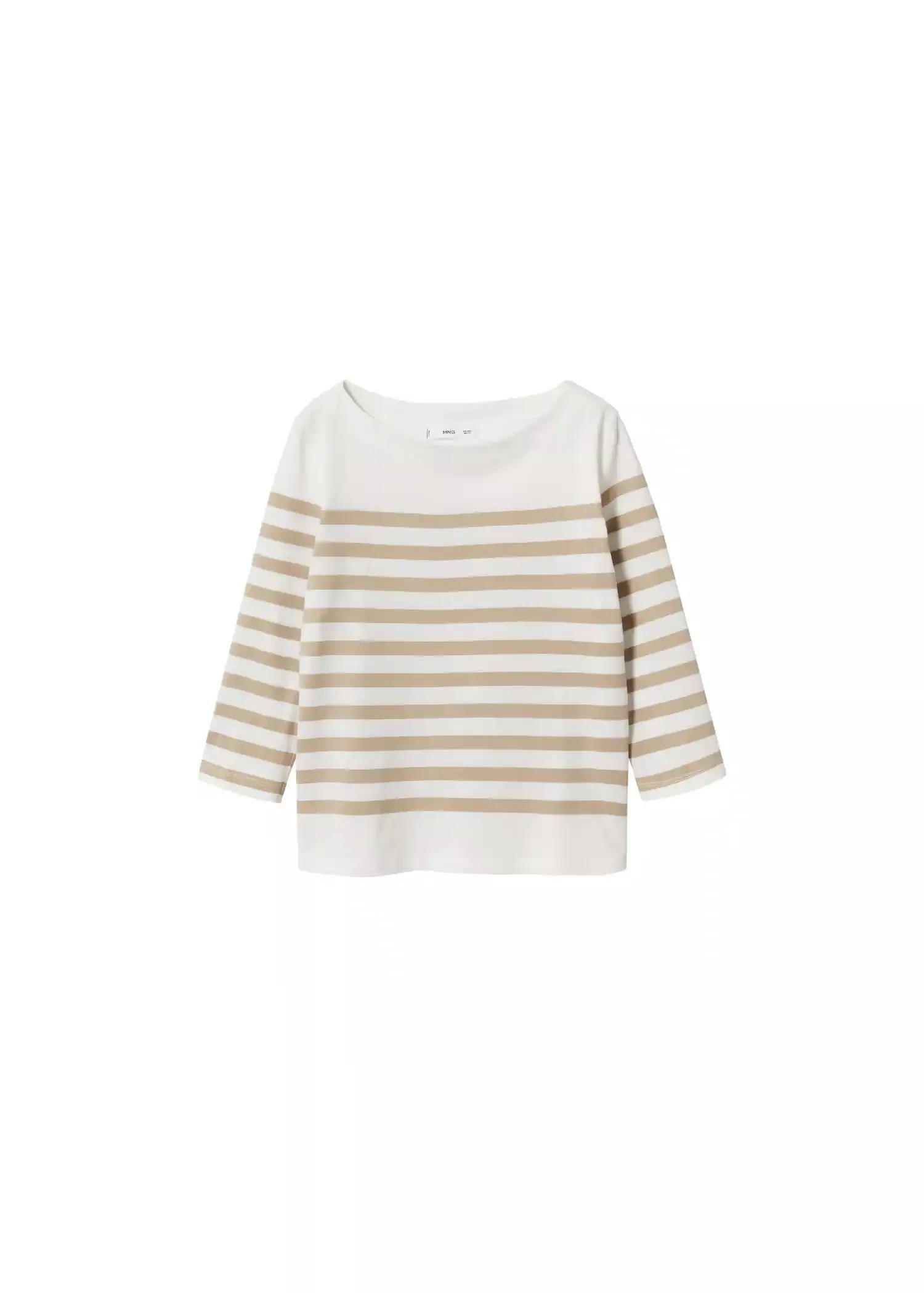Brown Striped Cotton T-Shirt, , large image number 6