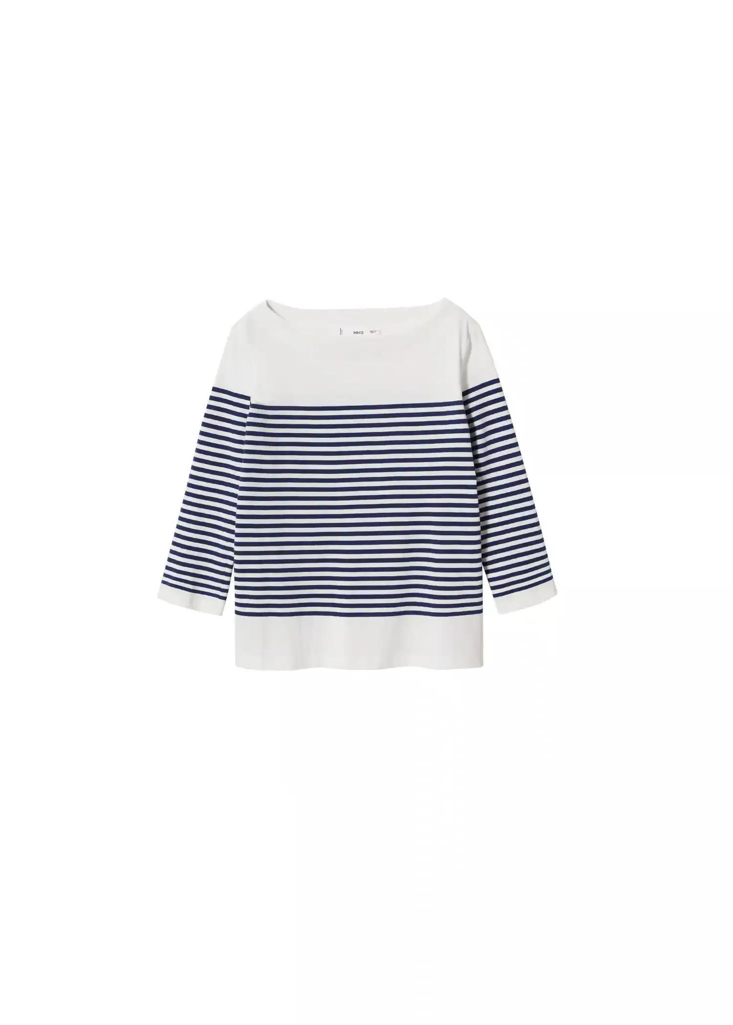 Navy Striped Cotton T-Shirt, , large image number 5