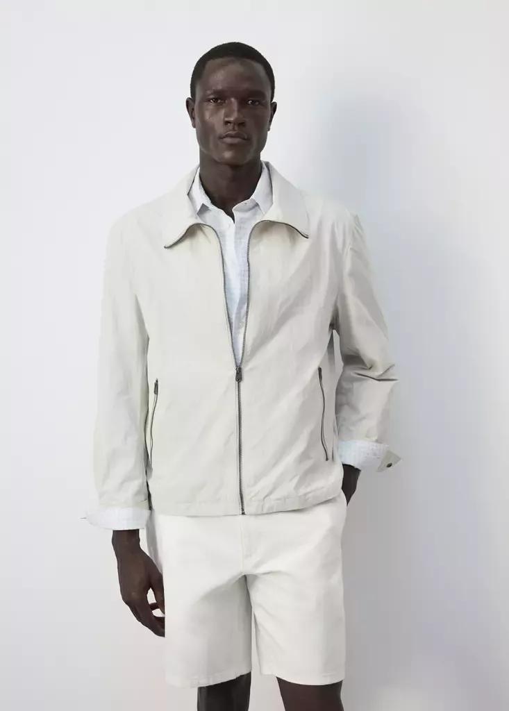 Beige Water-Repellent Jacket With Pockets, , large image number 4