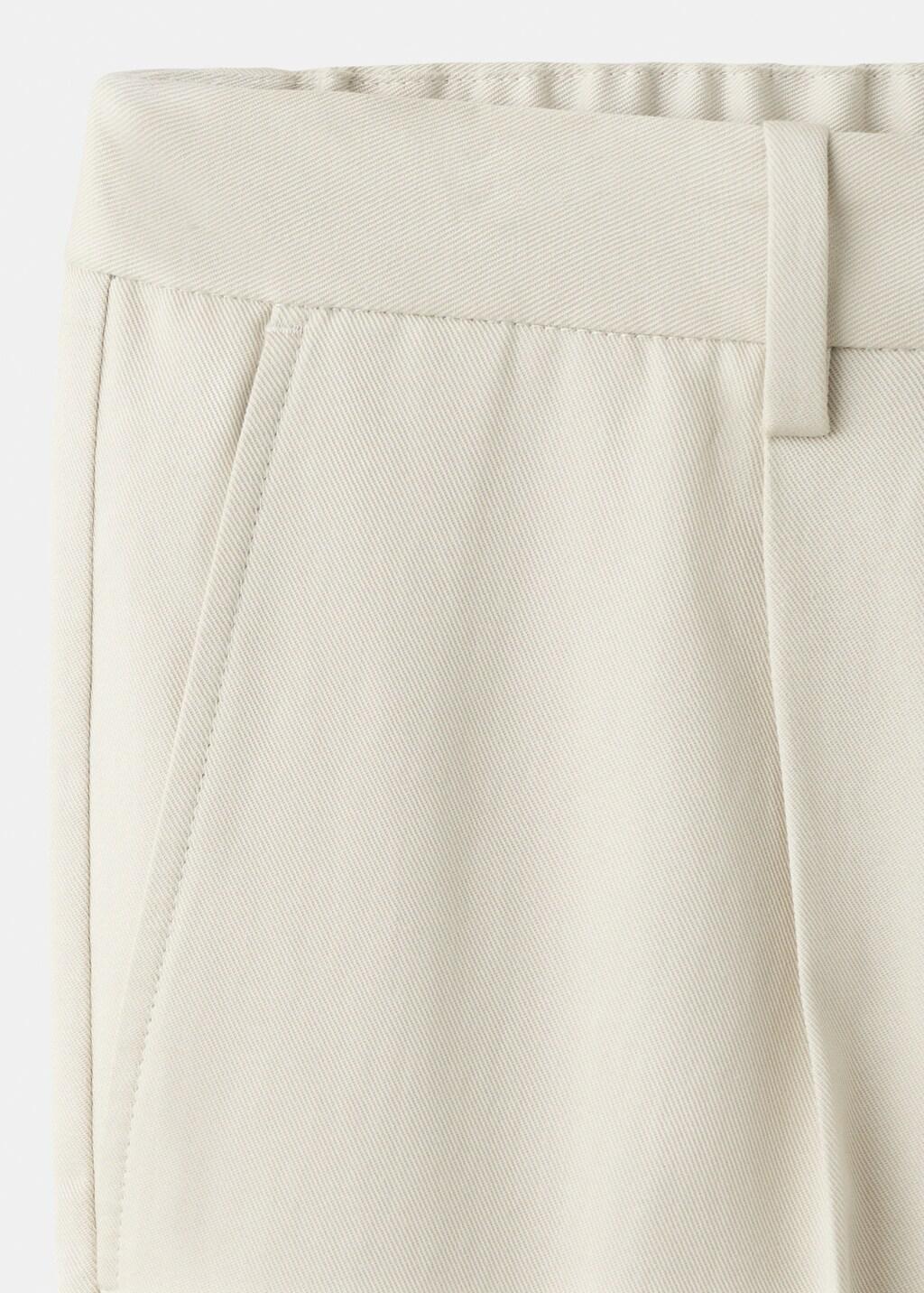 White Regular Fit Trousers In A Lyocell-Cotton Blend, Natural White, medium
