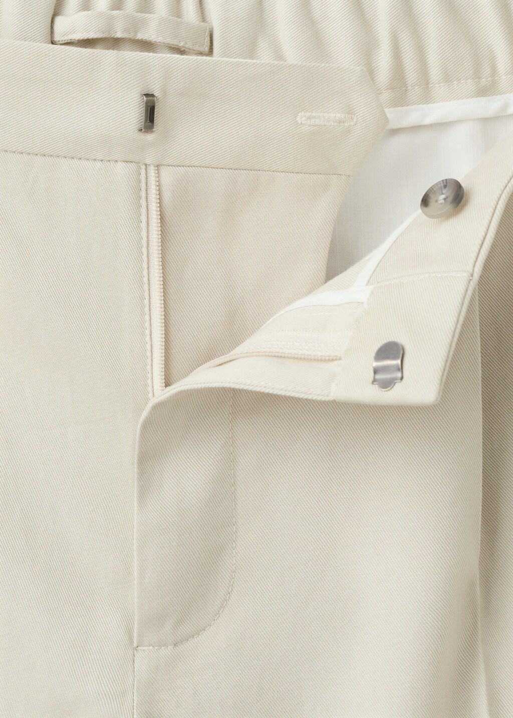 White Regular Fit Trousers In A Lyocell-Cotton Blend, Natural White, medium