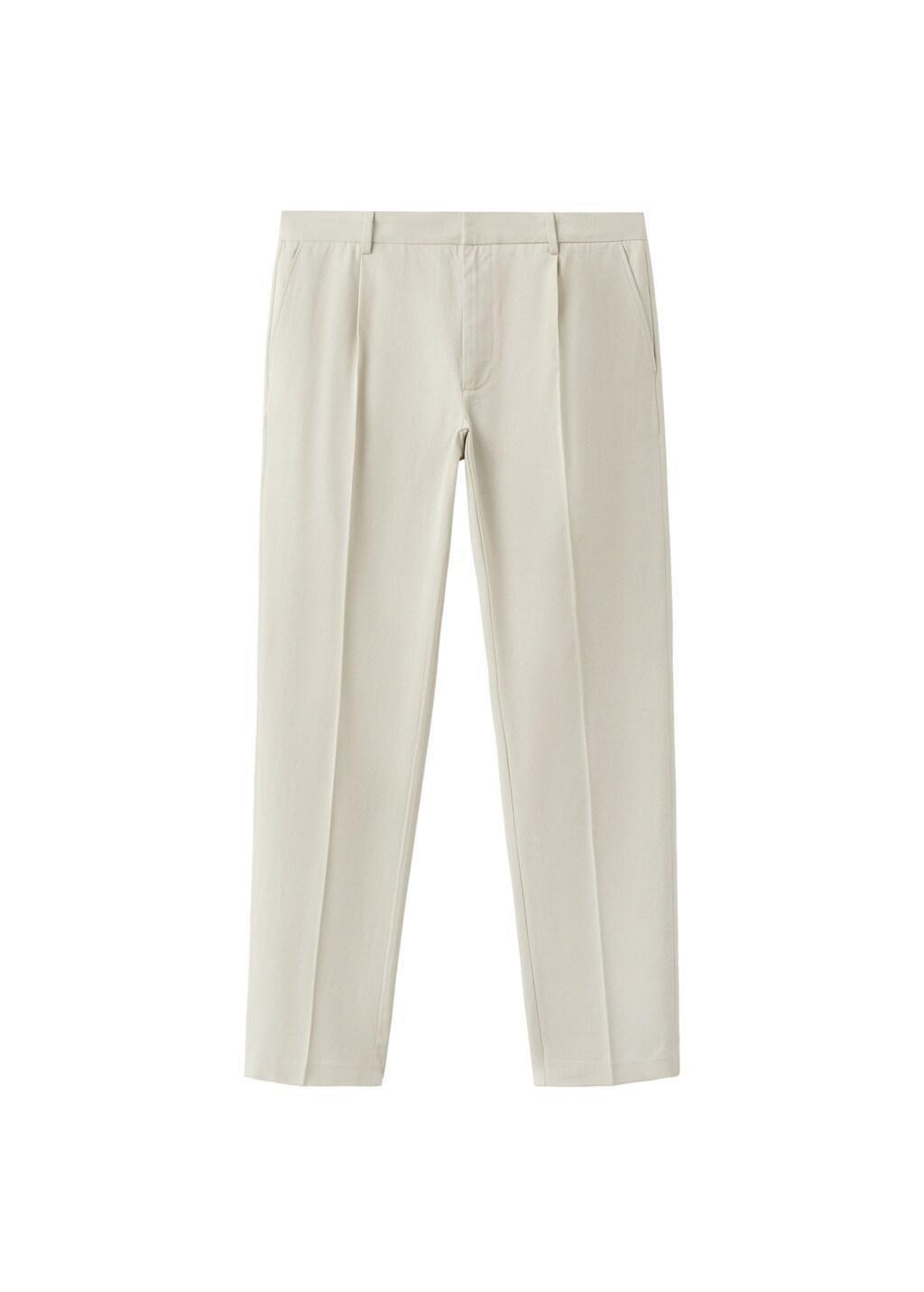 White Regular Fit Trousers In A Lyocell-Cotton Blend, Natural White, large image number 3