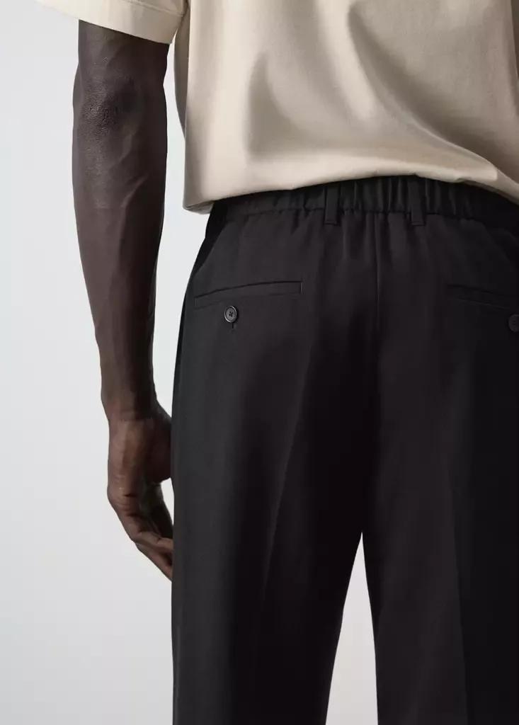 Black Regular Fit Trousers In A Lyocell-Cotton Blend, , large image number 4