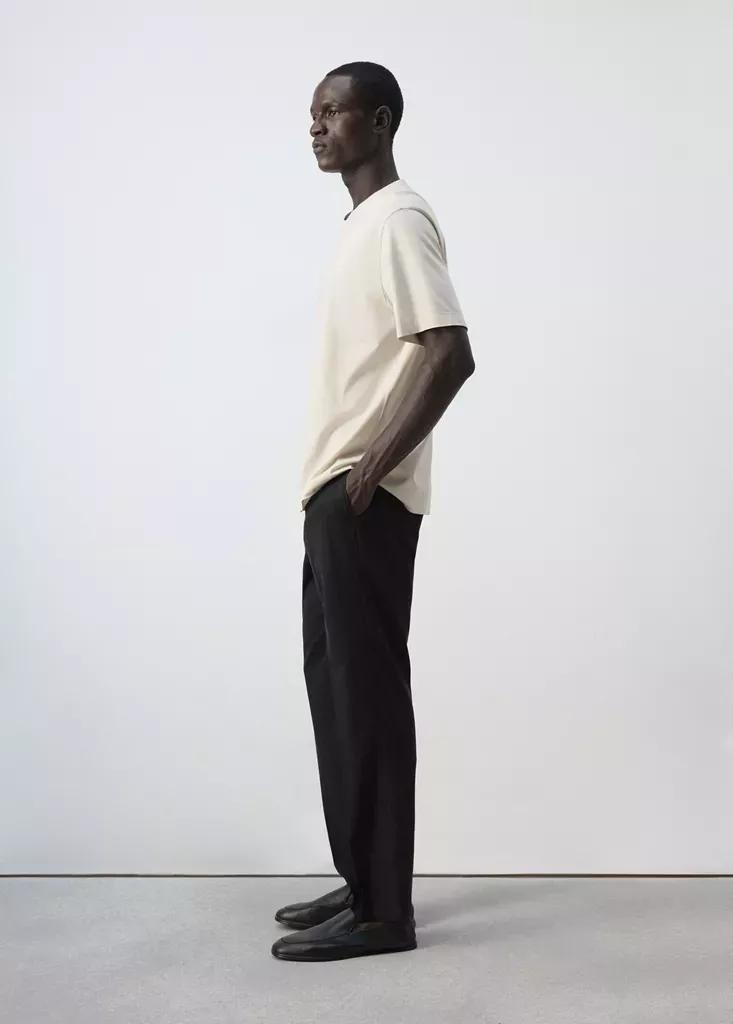 Black Regular Fit Trousers In A Lyocell-Cotton Blend, , large image number 5