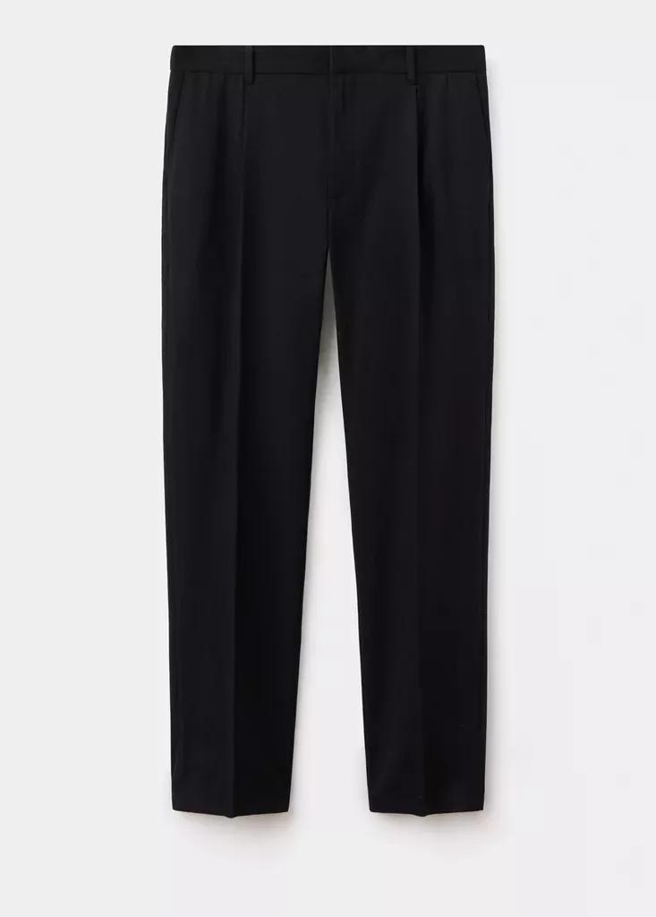 Black Regular Fit Trousers In A Lyocell-Cotton Blend, , large image number 6