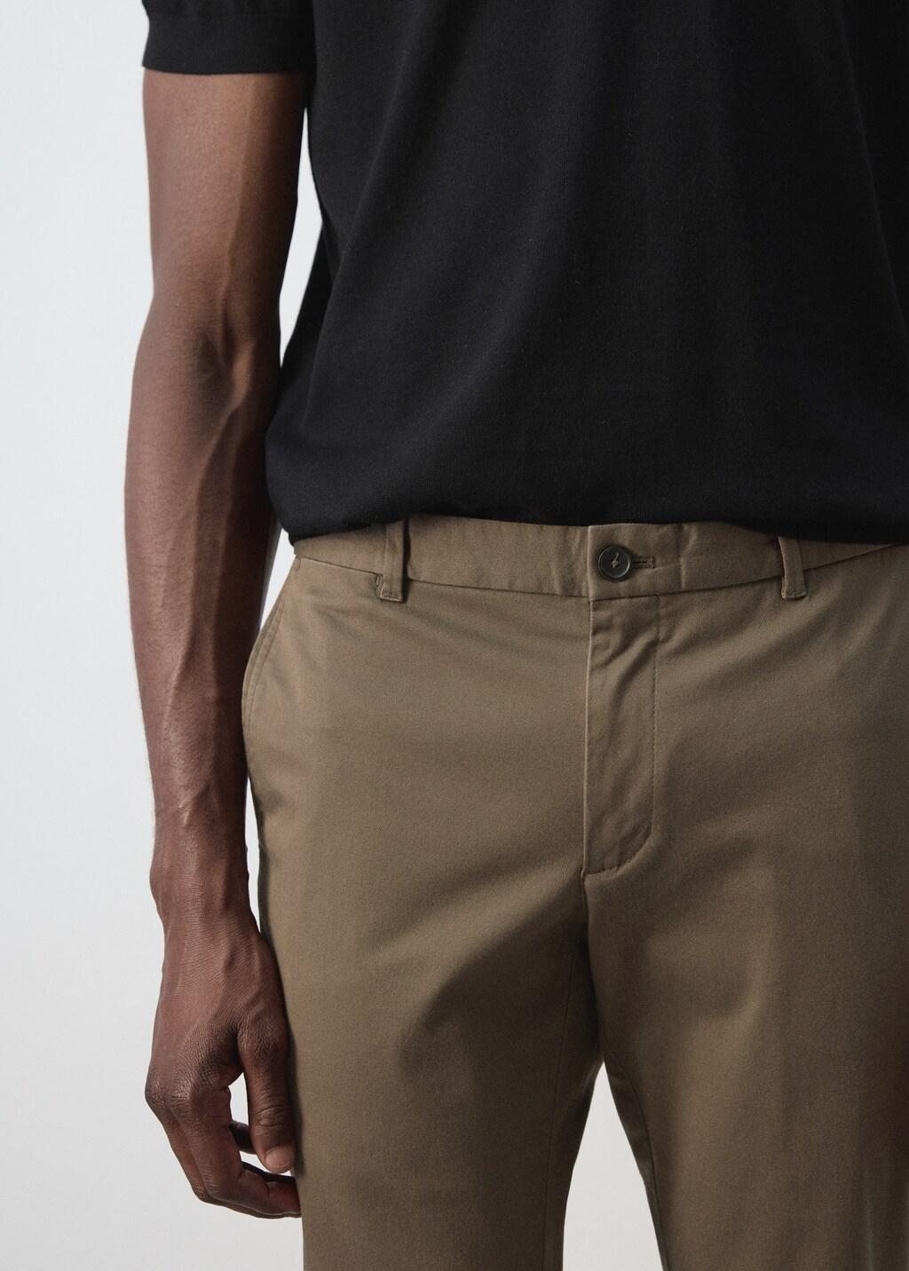 Brown Barna Slim-Fit Twill Chino Trousers, Brown, large image number 4