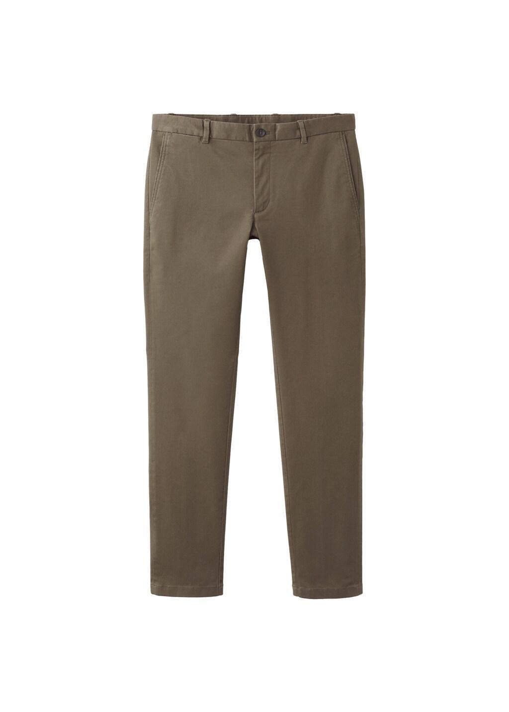 Brown Barna Slim-Fit Twill Chino Trousers, Brown, large image number 5