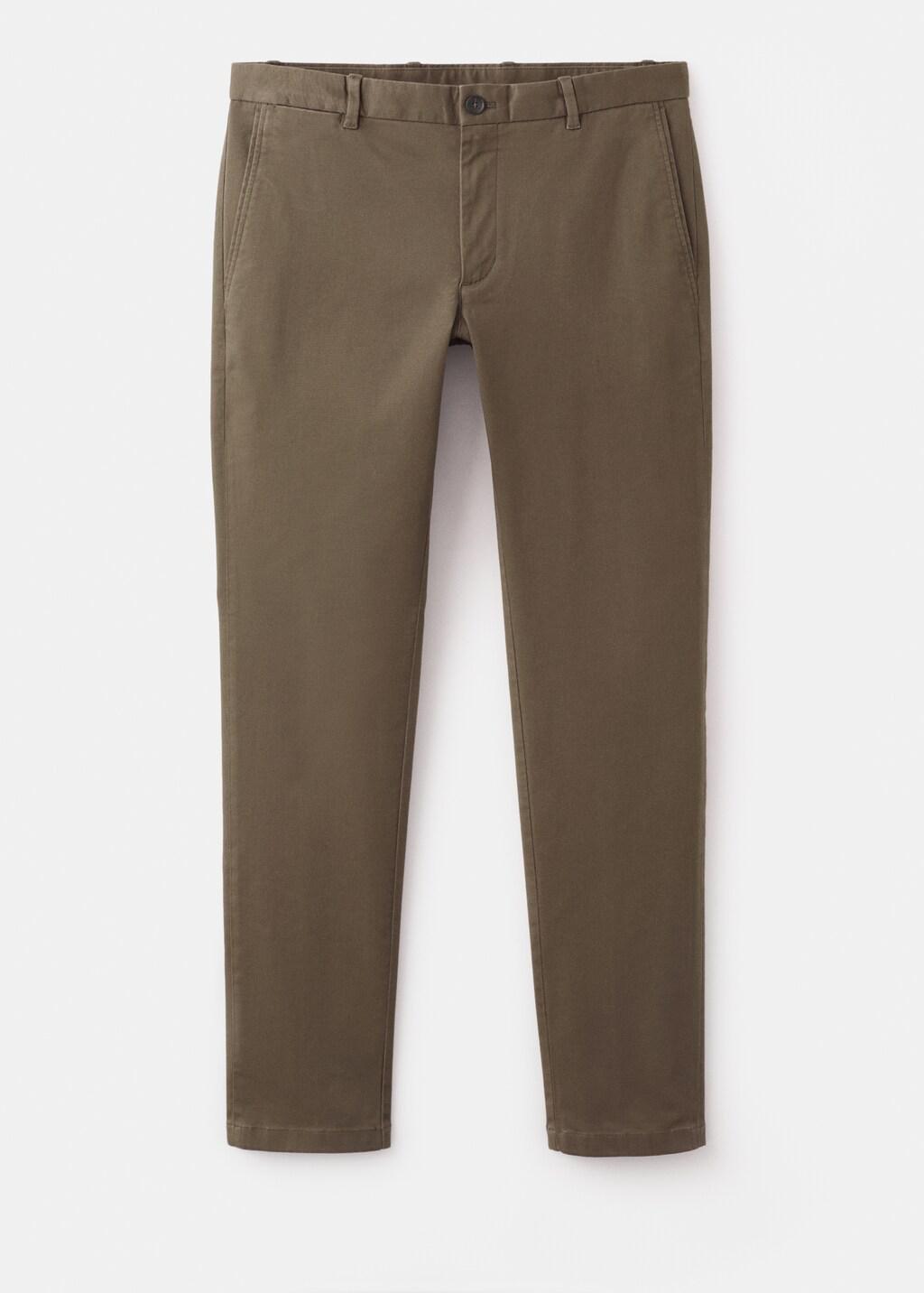 Brown Barna Slim-Fit Twill Chino Trousers, Brown, large image number 6