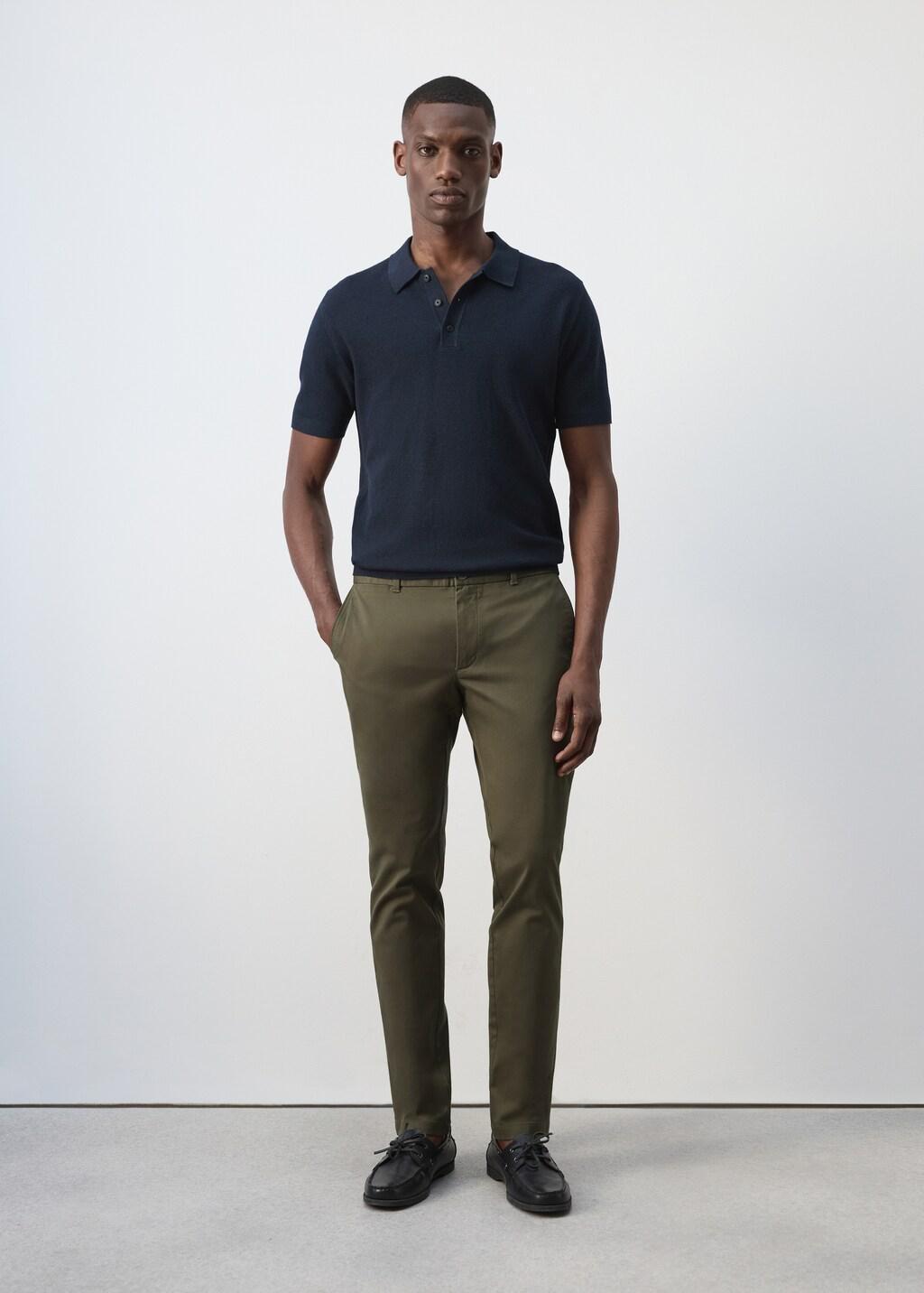 Beige Barna Slim-Fit Twill Chino Trousers, Beige - Khaki, medium