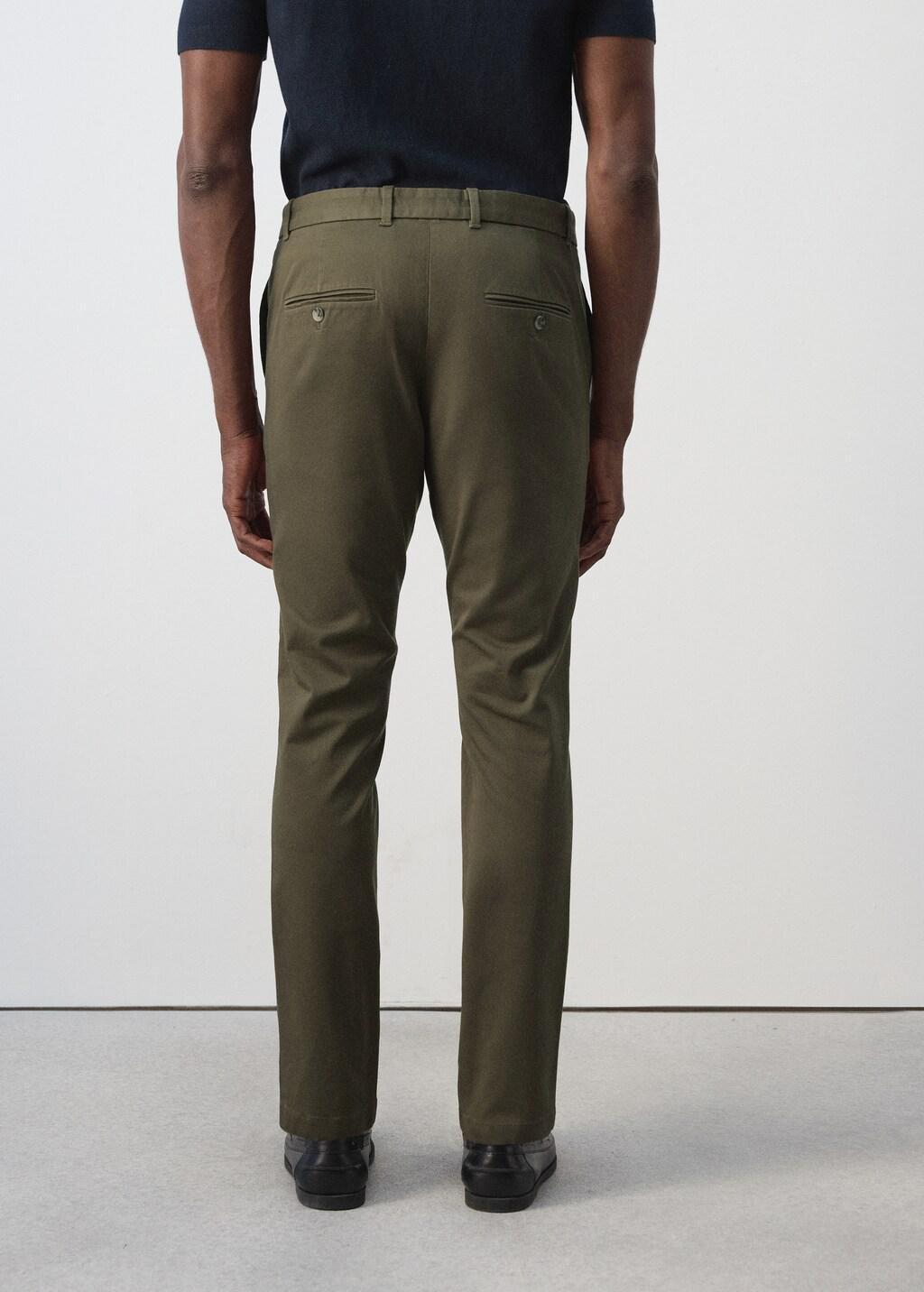 Beige Barna Slim-Fit Twill Chino Trousers, Beige - Khaki, medium