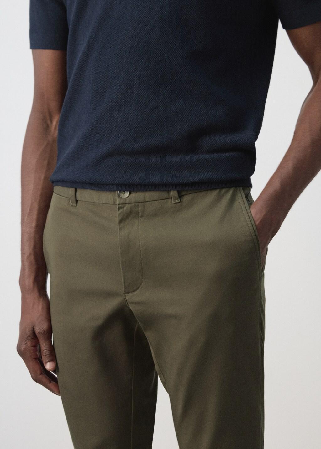 Beige Barna Slim-Fit Twill Chino Trousers, Beige - Khaki, large image number 4