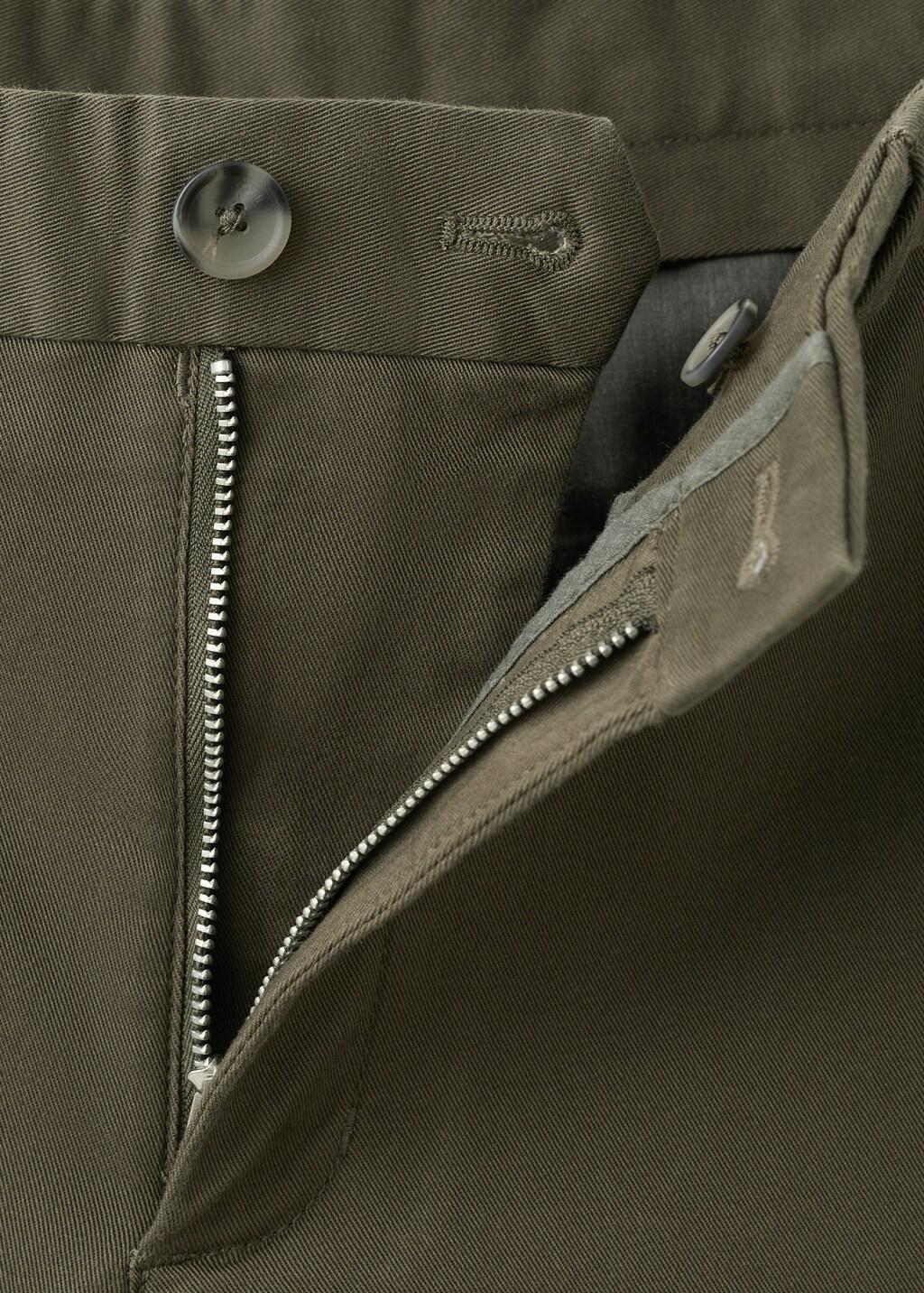 Beige Barna Slim-Fit Twill Chino Trousers, Beige - Khaki, large image number 5