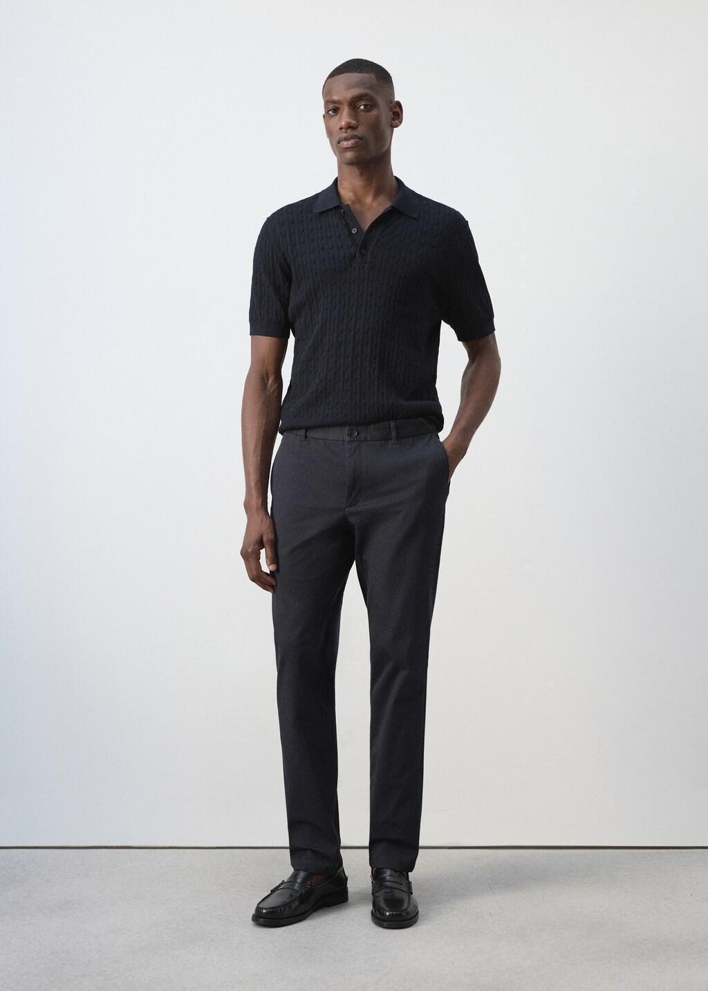 Navy Barna Slim-Fit Twill Chino Trousers, Navy, medium