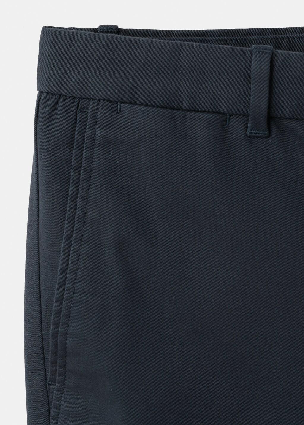 Navy Barna Slim-Fit Twill Chino Trousers, Navy, large image number 1