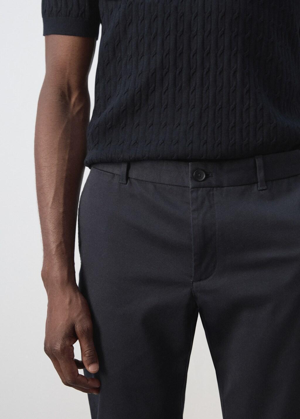 Navy Barna Slim-Fit Twill Chino Trousers, Navy, large image number 4