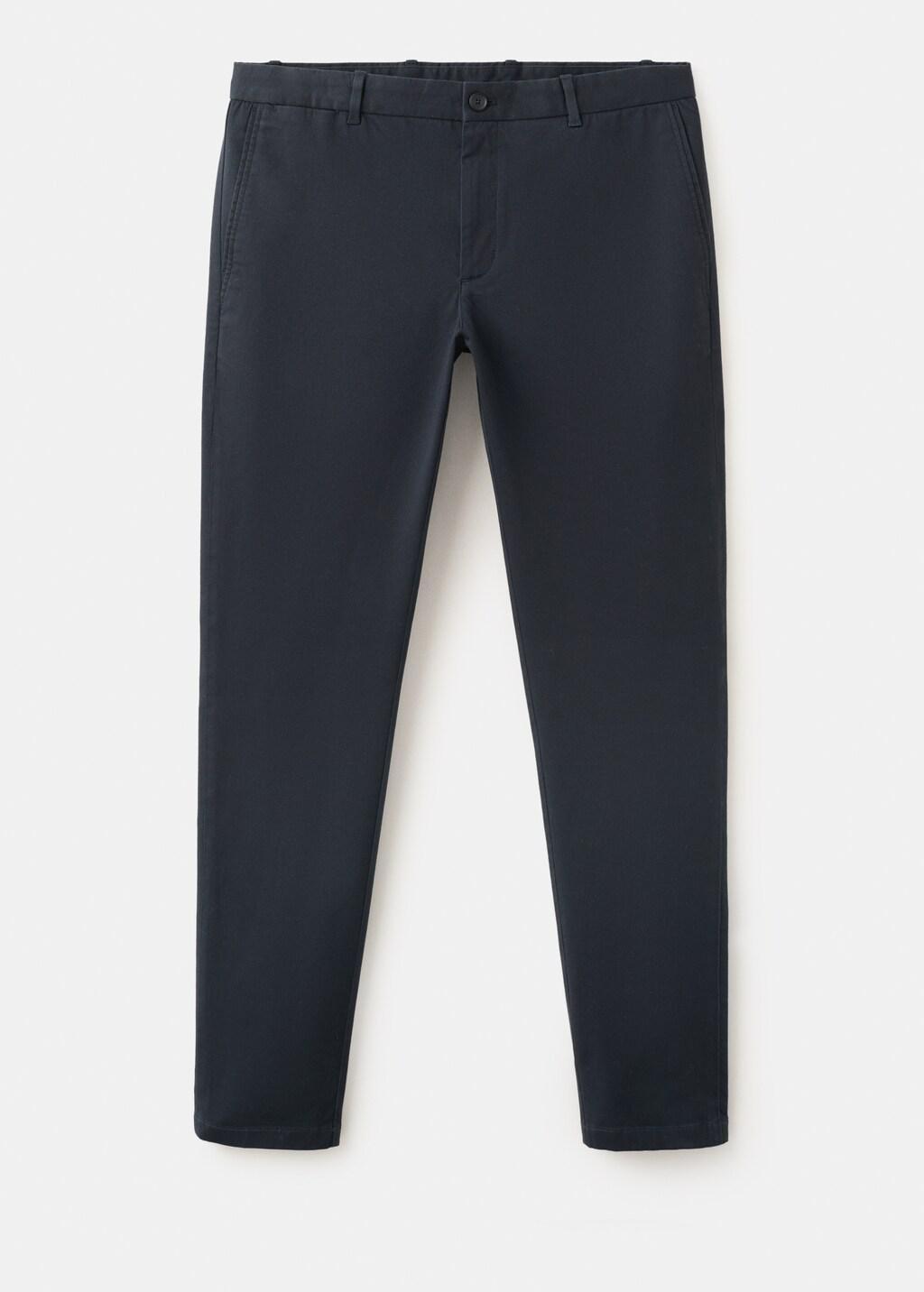 Navy Barna Slim-Fit Twill Chino Trousers, Navy, large image number 7