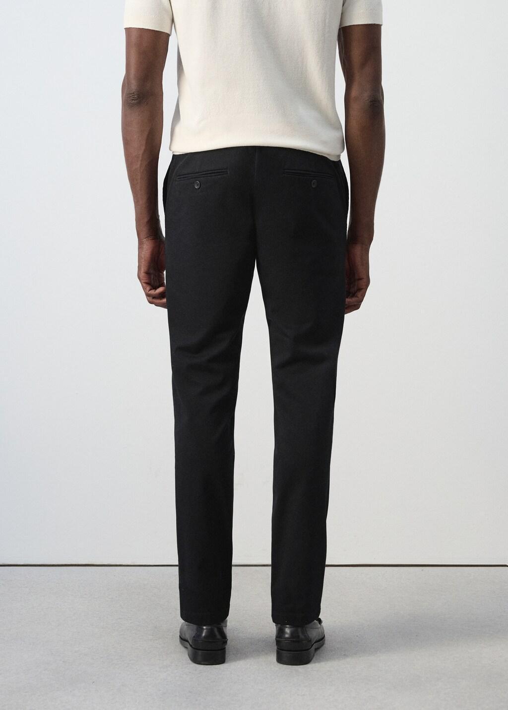Black Barna Slim-Fit Twill Chino Trousers, Black, large image number 1