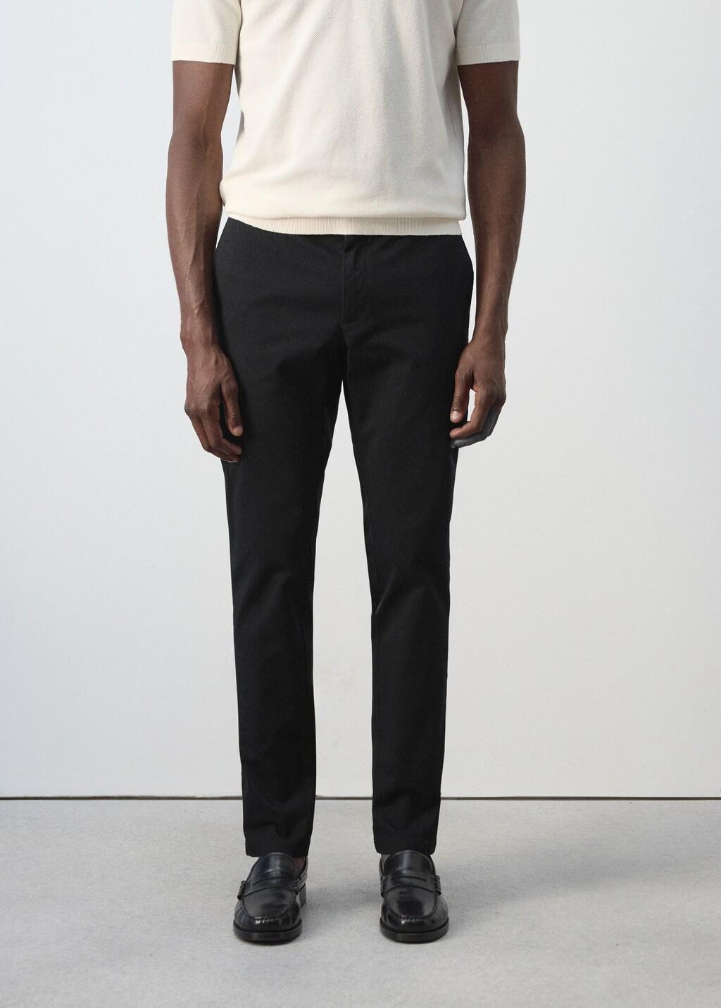 Black Barna Slim-Fit Twill Chino Trousers, Black, large image number 2