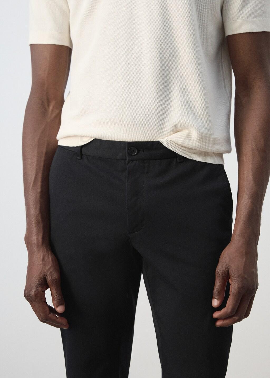 Black Barna Slim-Fit Twill Chino Trousers, Black, large image number 3