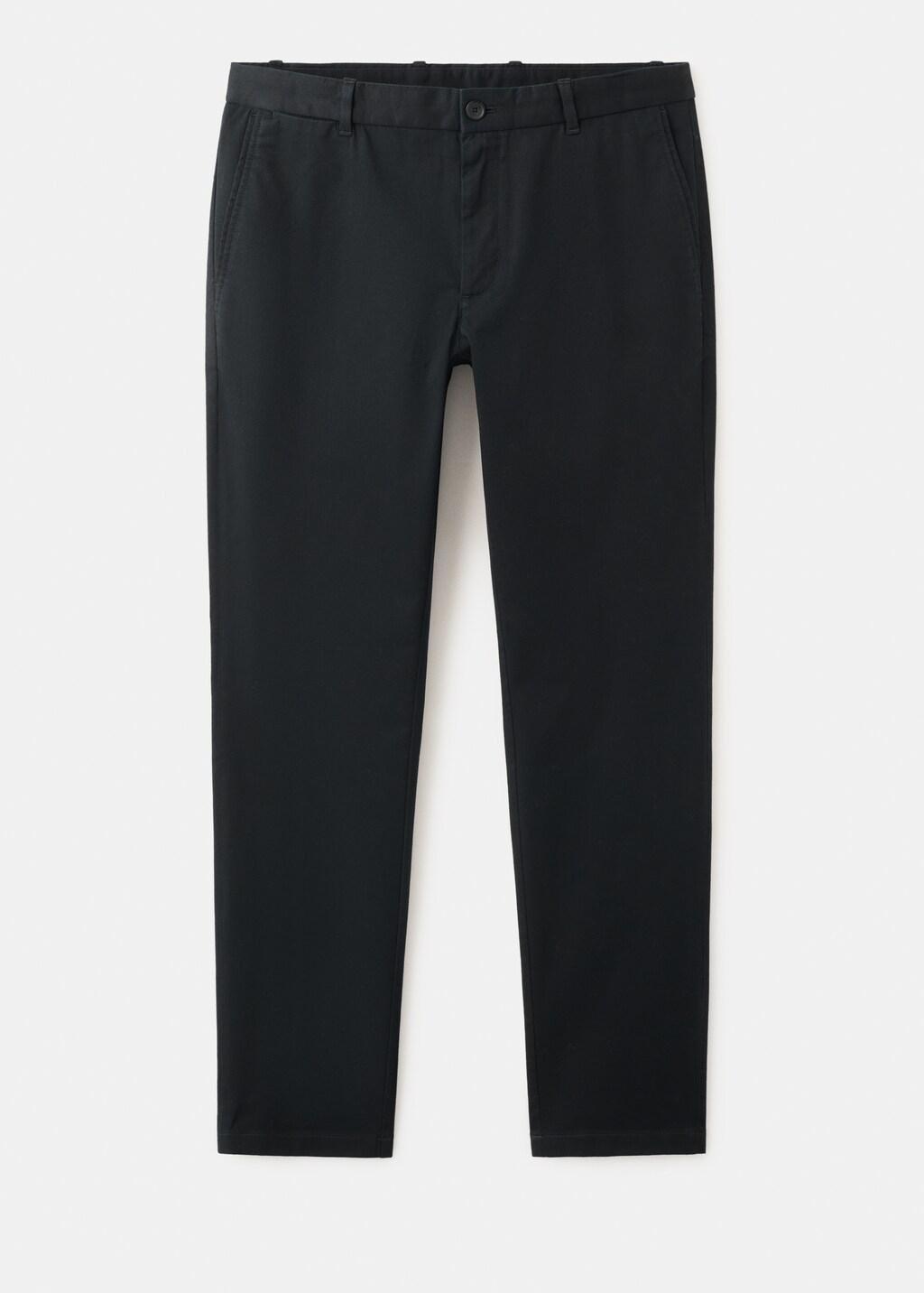 Black Barna Slim-Fit Twill Chino Trousers, Black, large image number 6