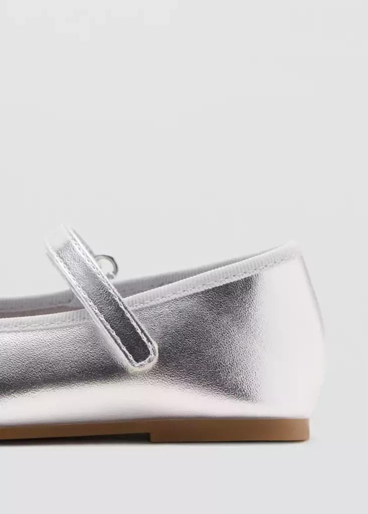 Silver Metallic Ballet Flats With Bow, , large image number 2