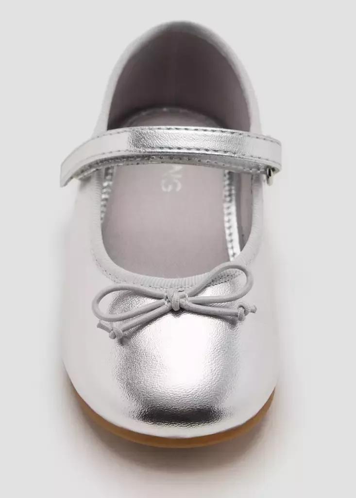 Silver Metallic Ballet Flats With Bow, , large image number 3