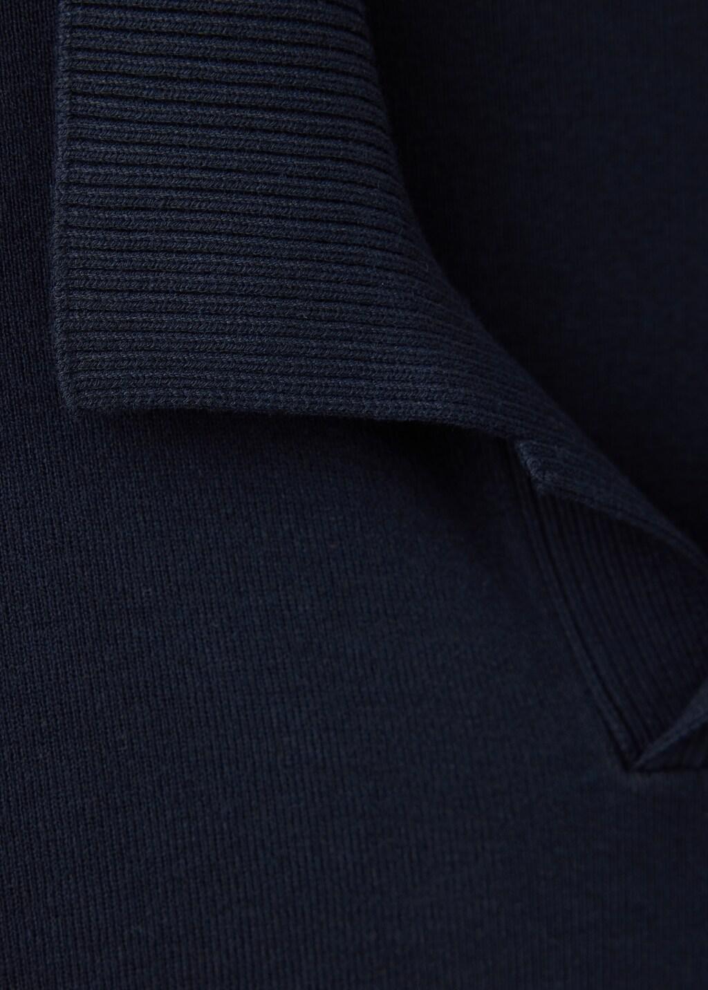 Navy Fine Knit Cotton Blend Polo, Navy, medium