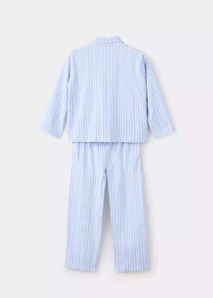 Blue Full Cotton Striped Pyjama Set, , medium