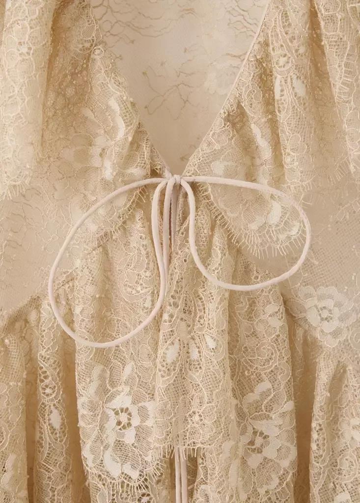 Beige Lace Frill Blouse, , large image number 1