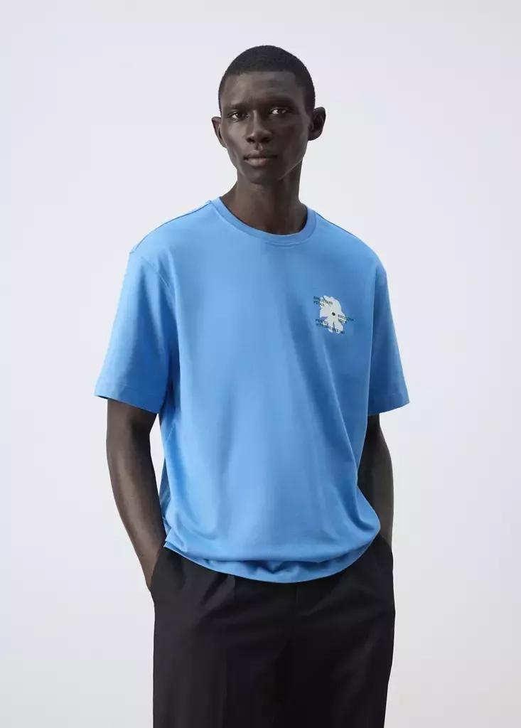Blue Cotton Printed T-Shirt, , medium