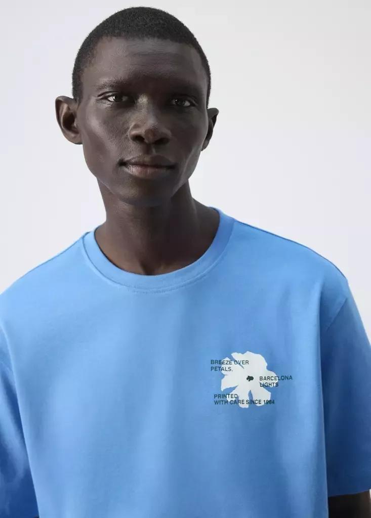 Blue Cotton Printed T-Shirt, , large image number 3