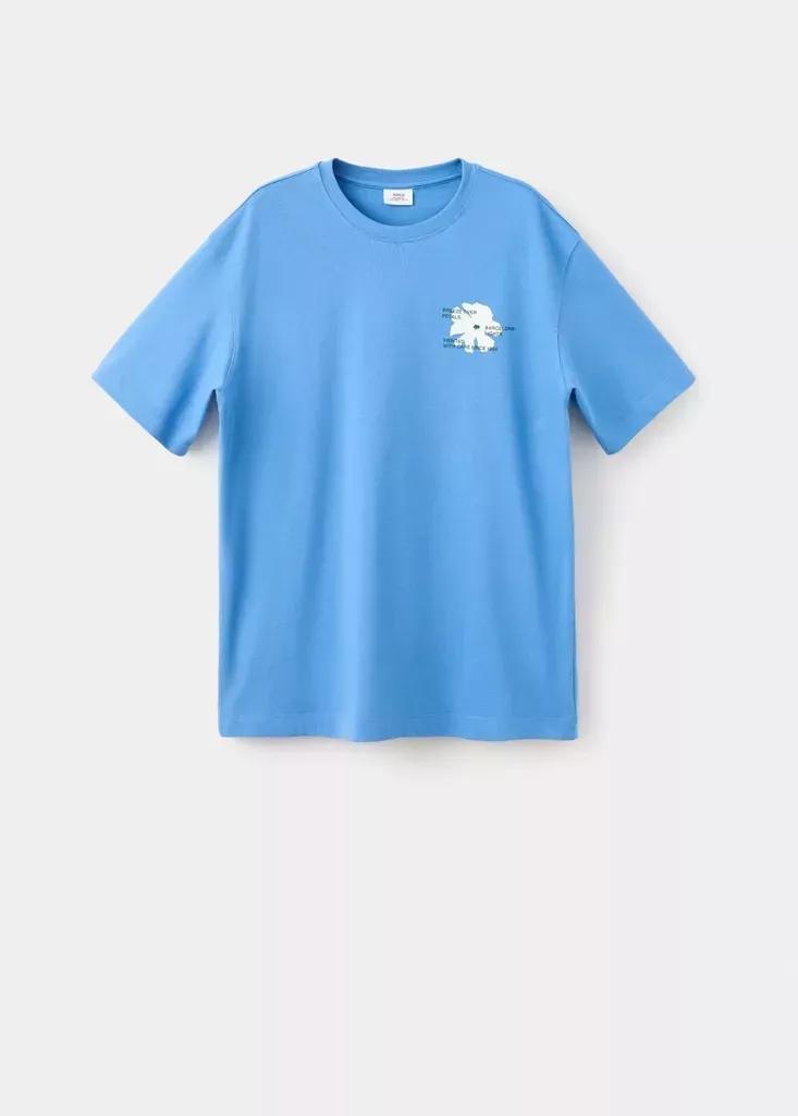 Blue Cotton Printed T-Shirt, , large image number 5