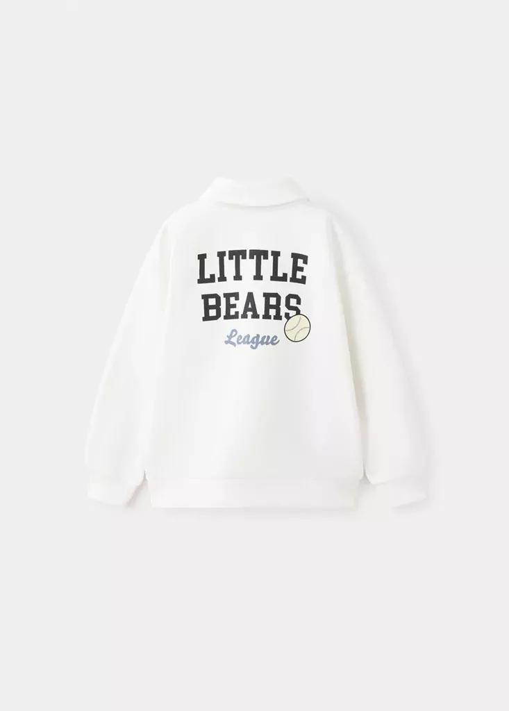 White Relaxed-Fit Polo Sweatshirt, Baby Boy, White, large image number 1
