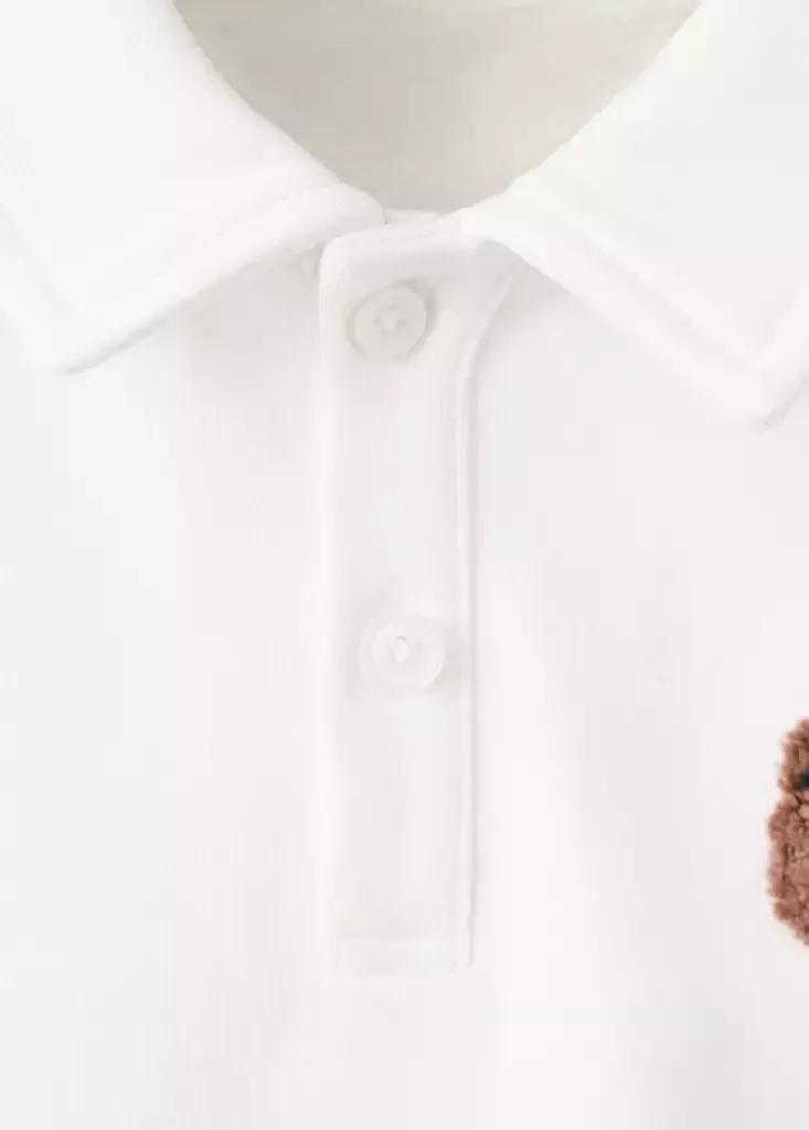 White Relaxed-Fit Polo Sweatshirt, Baby Boy, White, large image number 2