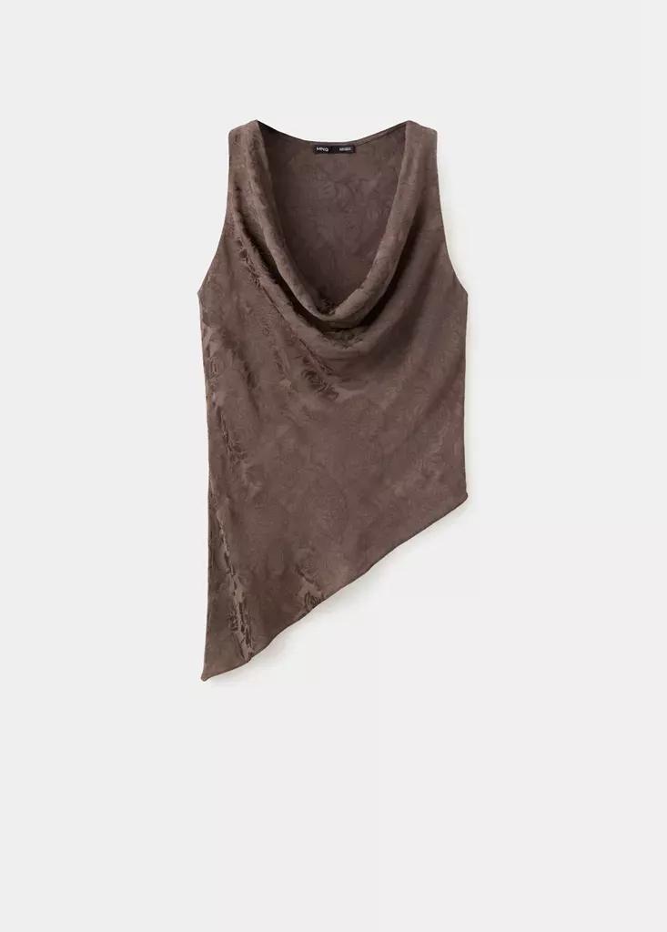 Brown Asymmetric Jacquard Top, , large image number 4