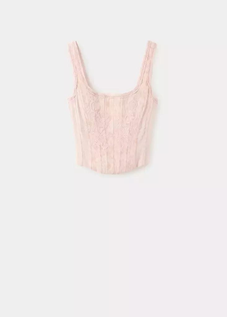 Pink Jacquard Corset Top, , large image number 0