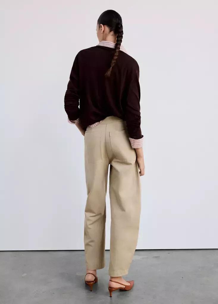 Brown Pleated Baggy Trousers, , medium